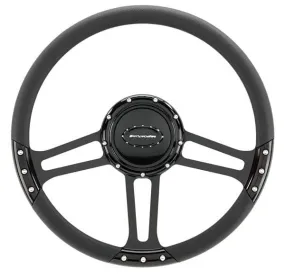 14" Billet "Draft" Black Steering Wheel BSBLK29263DRAFT