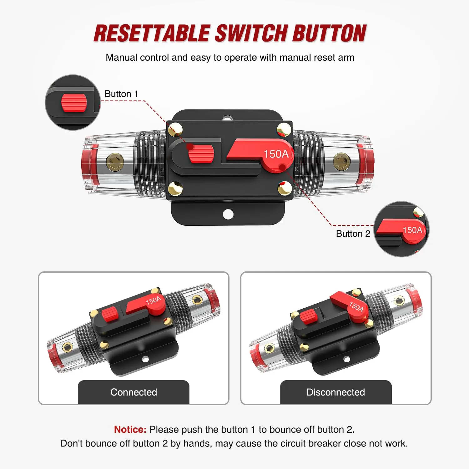 150A Circuit Breaker Reset Fuse Holder