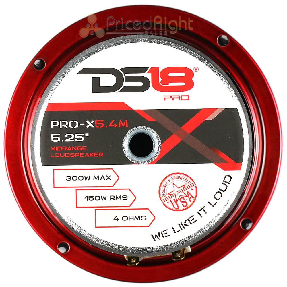 2 Pack DS18 5.25" Midrange Speaker 300 Watts Max Power 4 Ohm Car Audio Pro-X5.4M