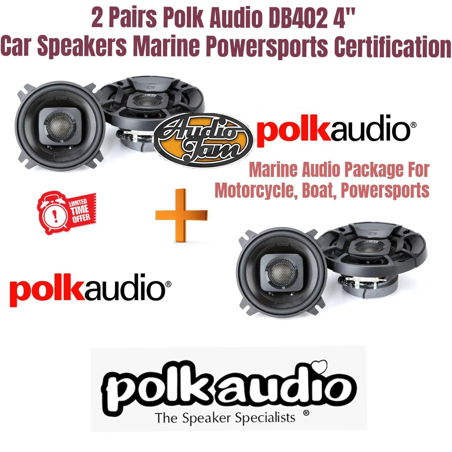 2 PAIR OF Polk Audio DB402   DB  Series 4" 2-way car speakers (2 Pair) DB 402