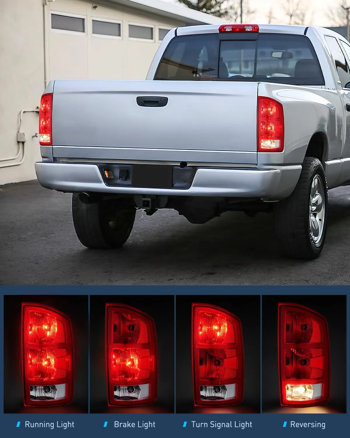 2002-2006 Dodge Ram 1500 2003-2006 Dodge Ram 2500 3500 Tail light Assembly Rear Lamp Replacement OE Style w/Bulbs Passenger Side