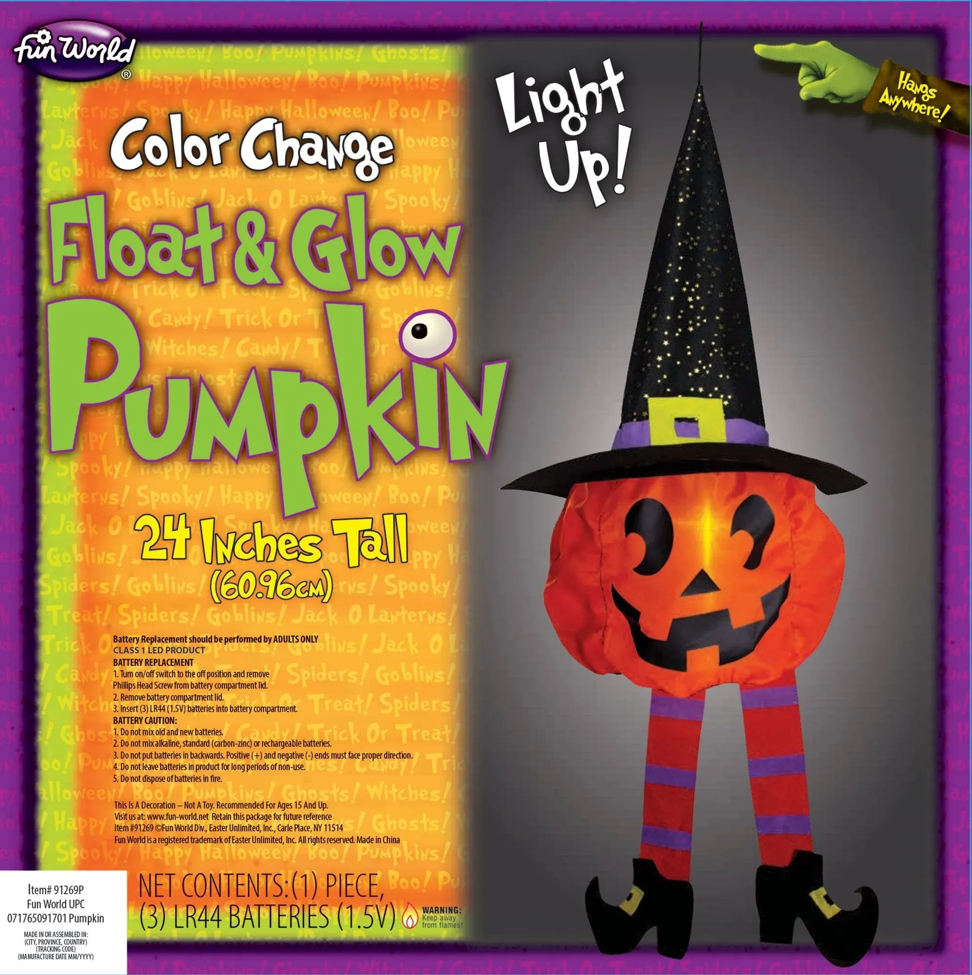 24" Float & Glow Hanging Halloween Decoration