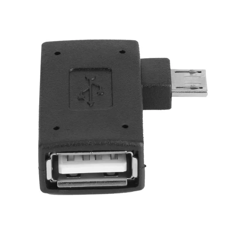 2Pcs 90 Degree Angled Micro USB to USB OTG Adapter Female to Male Converter with Power Supply for PC U Disk Mouse High Quality