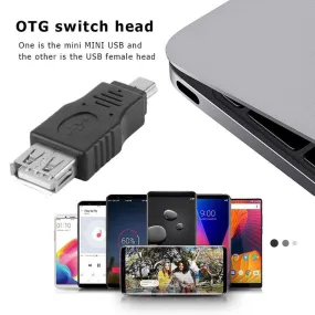 2Pcs Mini USB 5P Male to USB Female Transfer Data Sync OTG Adapter Converter Connector for Phone Tablet PC High Quality Adapter