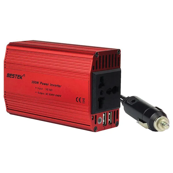 300-Watt 12-Volt DC Plug-in Cigarette Lighter Power Inverter with 2 AC Outlets and 2 USB Ports with 4.2 Amps Shared