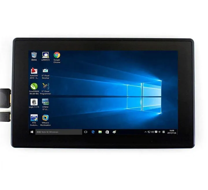 7" HDMI LCD (H) (1024x600), Capacitive Touch Screen with Black Case