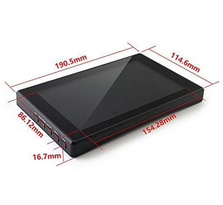 7" HDMI LCD (H) (1024x600), Capacitive Touch Screen with Black Case