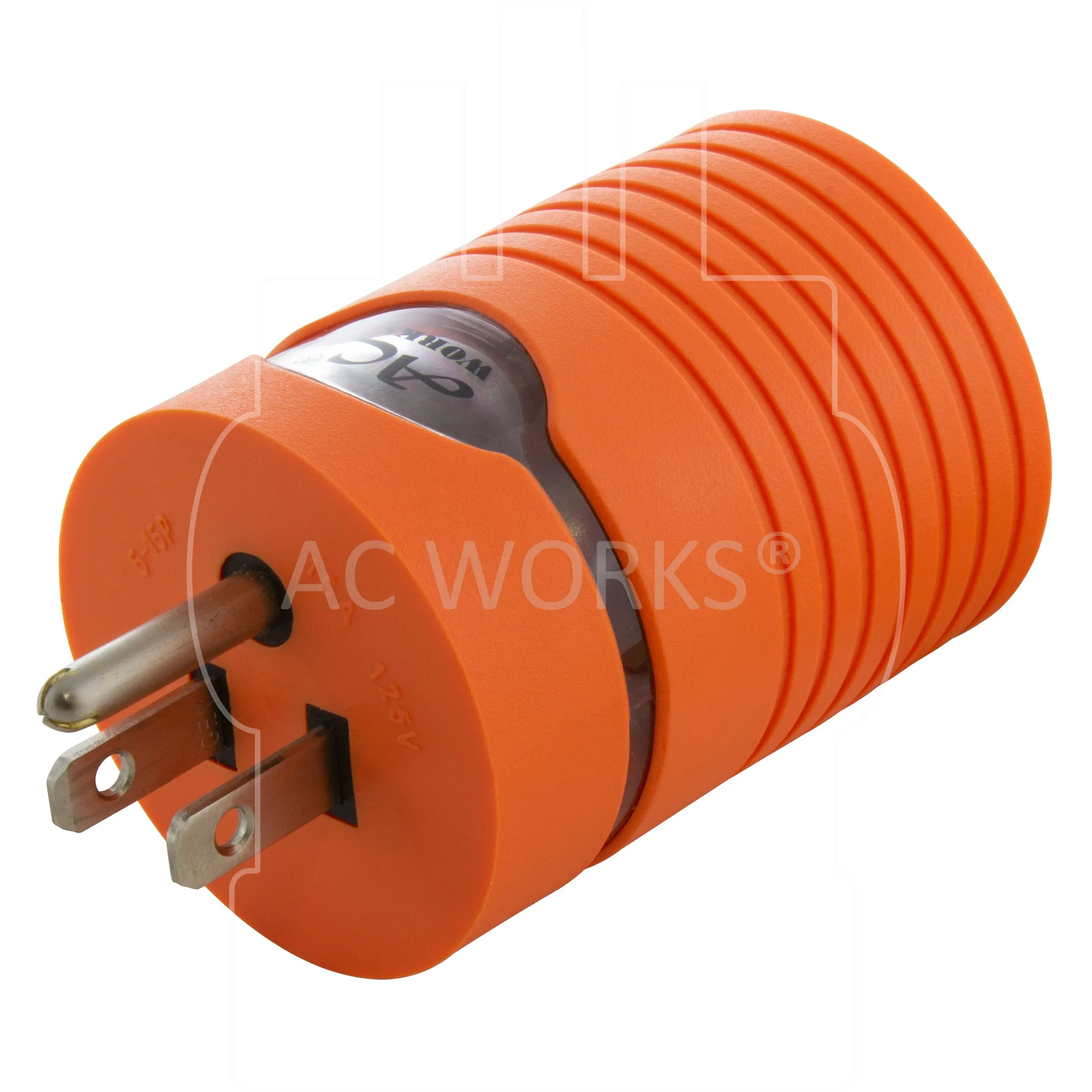 AC WORKS® [AD515L1420] 15A Household Plug NEMA 5-15P to Generator 4-Prong 20A L14-20R (2 Hots Bridged)