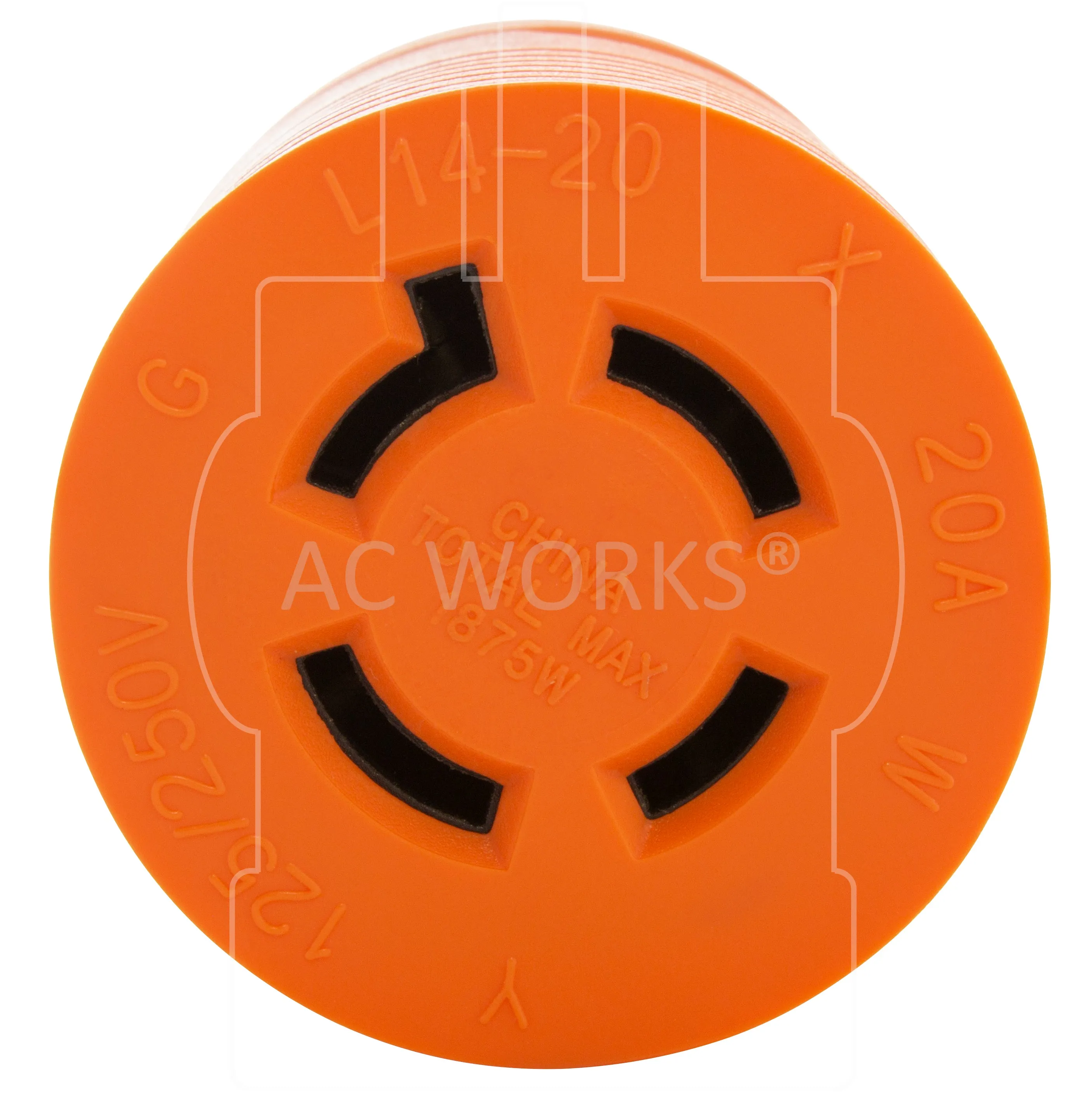 AC WORKS® [AD515L1420] 15A Household Plug NEMA 5-15P to Generator 4-Prong 20A L14-20R (2 Hots Bridged)