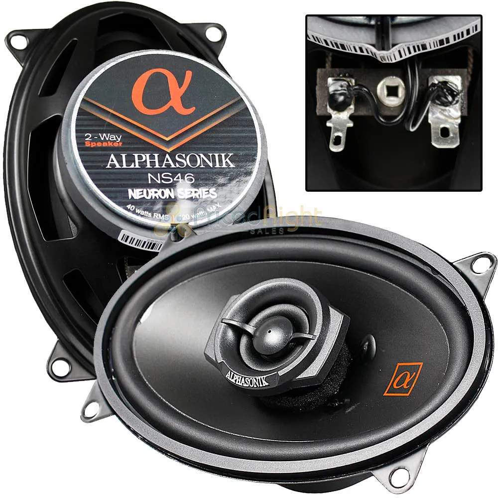 Alphasonik 4x6" 2 Way Full Range Speakers 120W Max 3 Ohm Neuron Series NS46 Pair