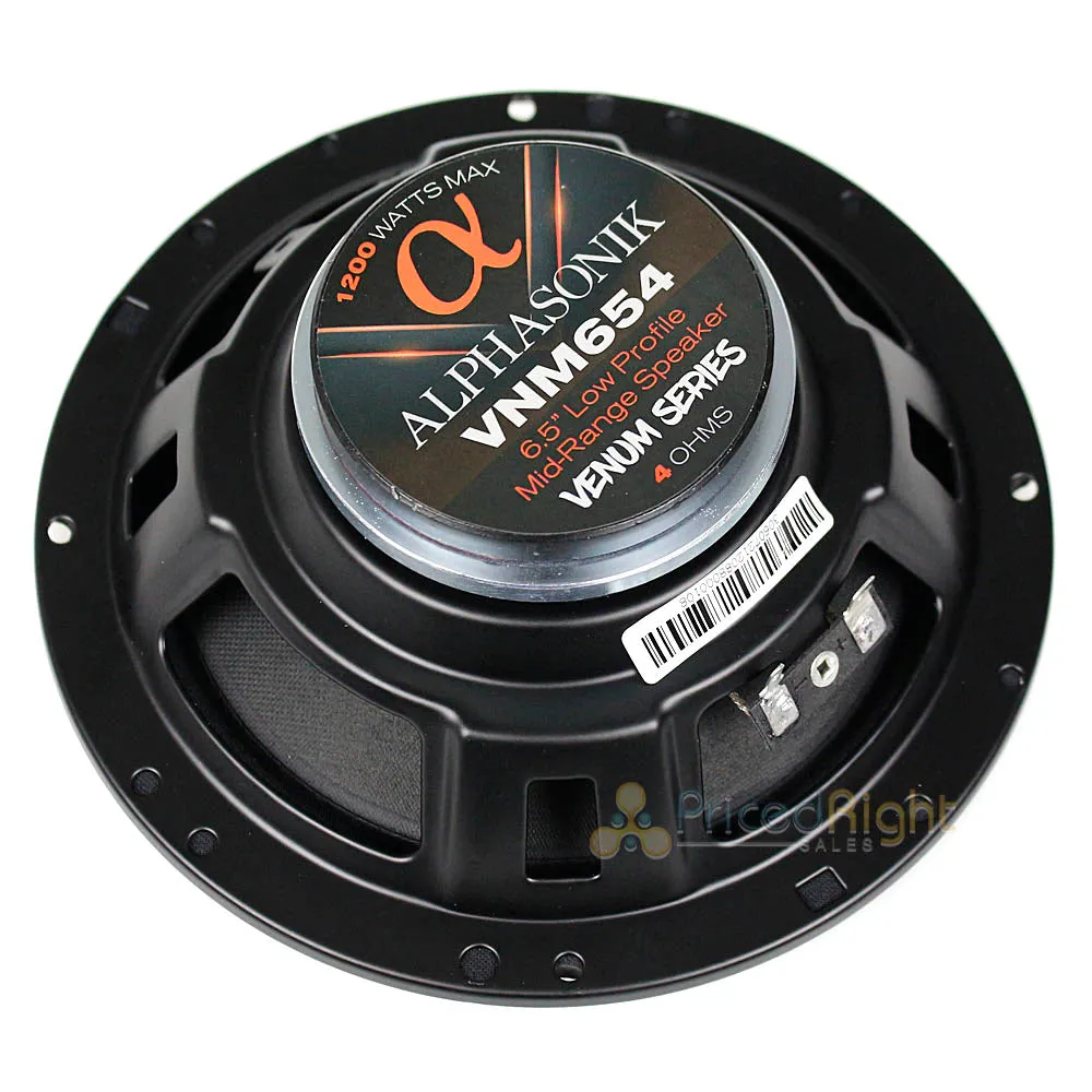 Alphasonik 6.5" Midrange Speakers Low Profile 1200W 4 Ohm Venum Series VNM654