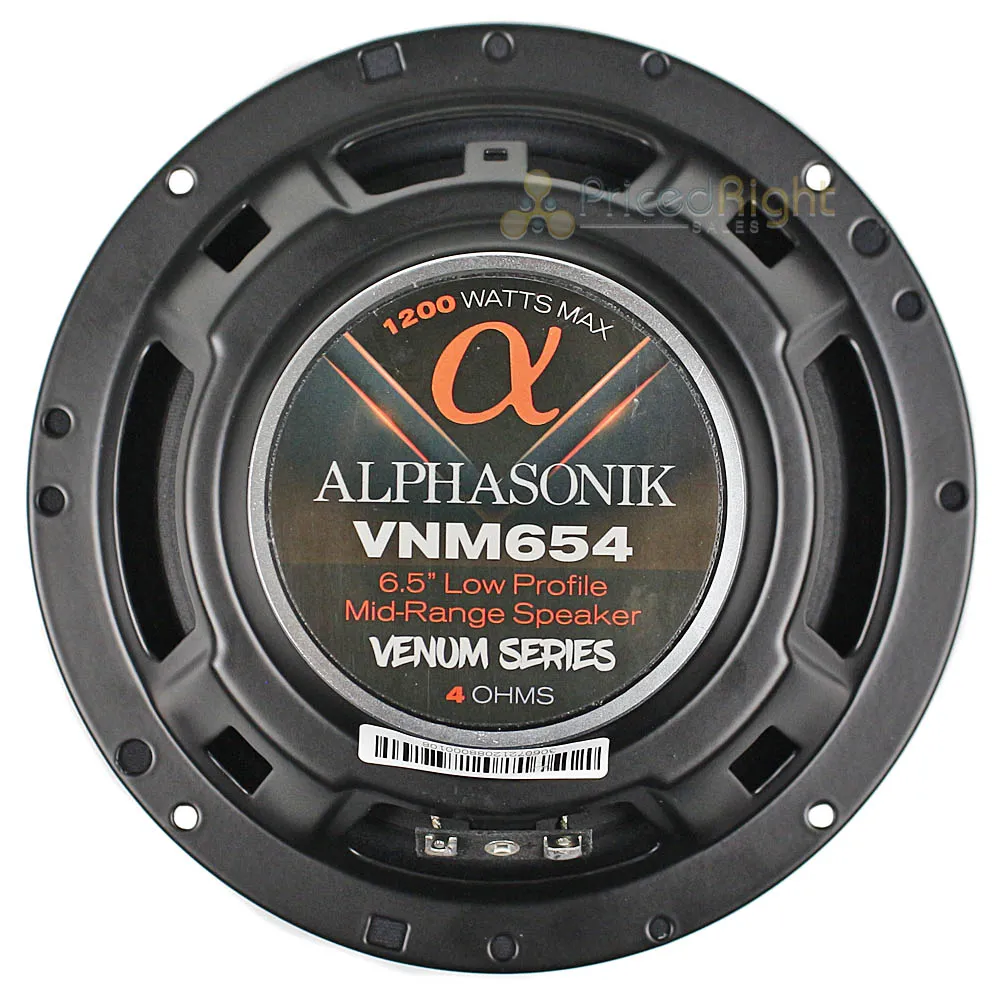 Alphasonik 6.5" Midrange Speakers Low Profile 1200W 4 Ohm Venum Series VNM654