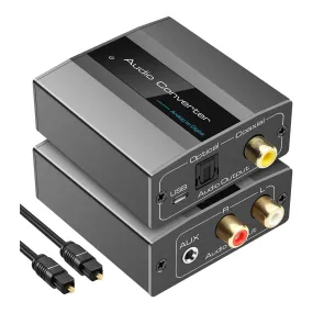 Altex Preferred MFG Analog to Digital Audio Converter - RCA Right/Left to Optical with Optical Cable 3.5mm AUX Jack to Digital Toslink and Coaxial Audio Adapter
