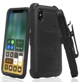 Apple iPhone 11 Case, iPhone 11 Case,  Triple Protection 3-1 w/ Built in Screen Protector Heavy Duty Holster Shell Combo Case - Black