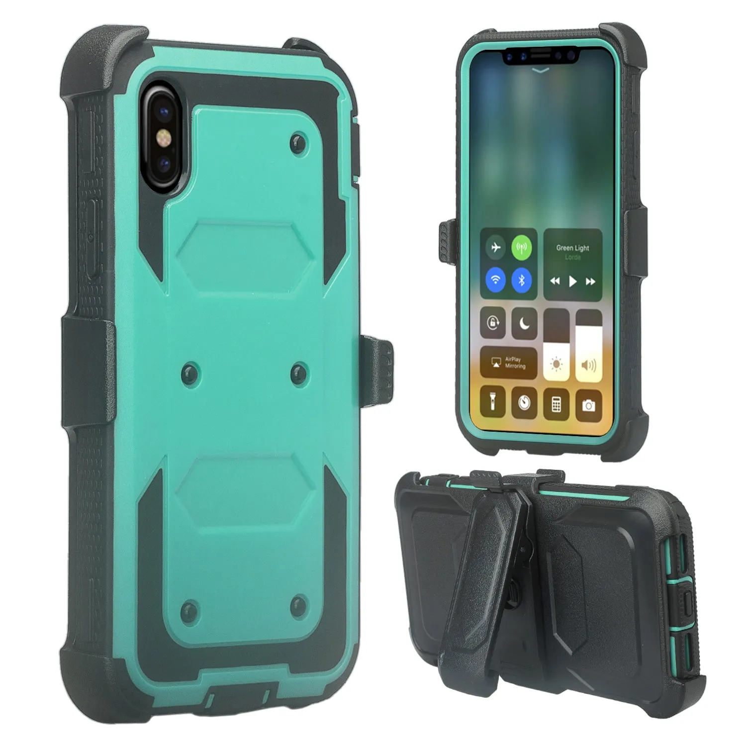 Apple iPhone 11 Case, iPhone 11 Case, Triple Protection 3-1 w/ Built in Screen Protector Heavy Duty Holster Shell Combo Case - Teal