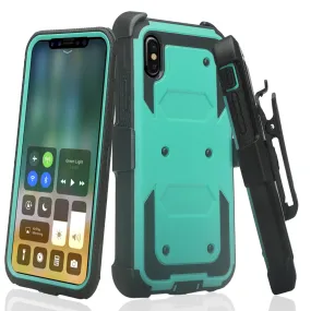 Apple iPhone 11 Case, iPhone 11 Case, Triple Protection 3-1 w/ Built in Screen Protector Heavy Duty Holster Shell Combo Case - Teal