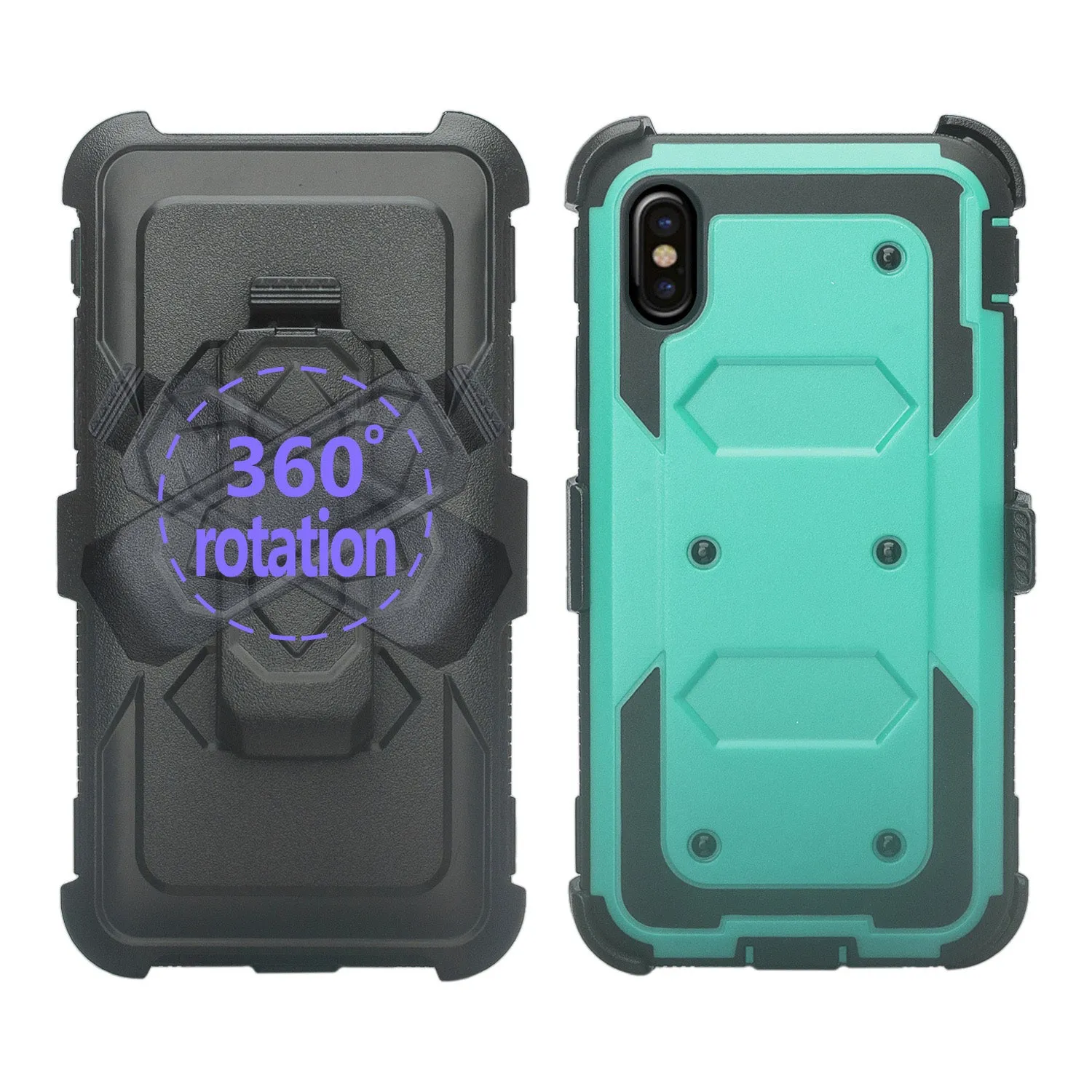 Apple iPhone 11 Case, iPhone 11 Case, Triple Protection 3-1 w/ Built in Screen Protector Heavy Duty Holster Shell Combo Case - Teal