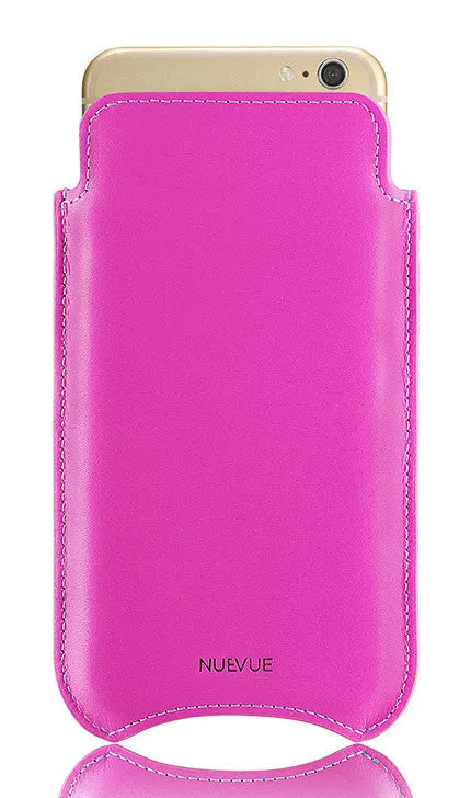 Apple iPhone 14 Pro Max Sleeve Case | Pink Leather | Screen Cleaning Sanitizing Lining | Smart Window