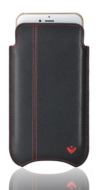 Apple iPhone 15 Pro Max Wallet Case in Black Leather | Screen Polishing Sanitizing Lining.