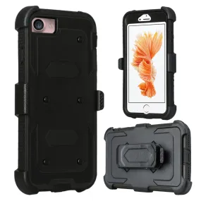 Apple iPhone 8 Case, Triple Protection 3-in-1 Heavy Duty Holster Shell Combo Case Cover for iPhone 8 - Black