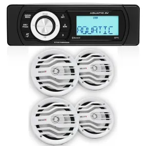 Aquatic Av MP6 Marine Stereo & NK2-116W 6.5" 2-Way Coaxial Marine Speakers (2 pair)