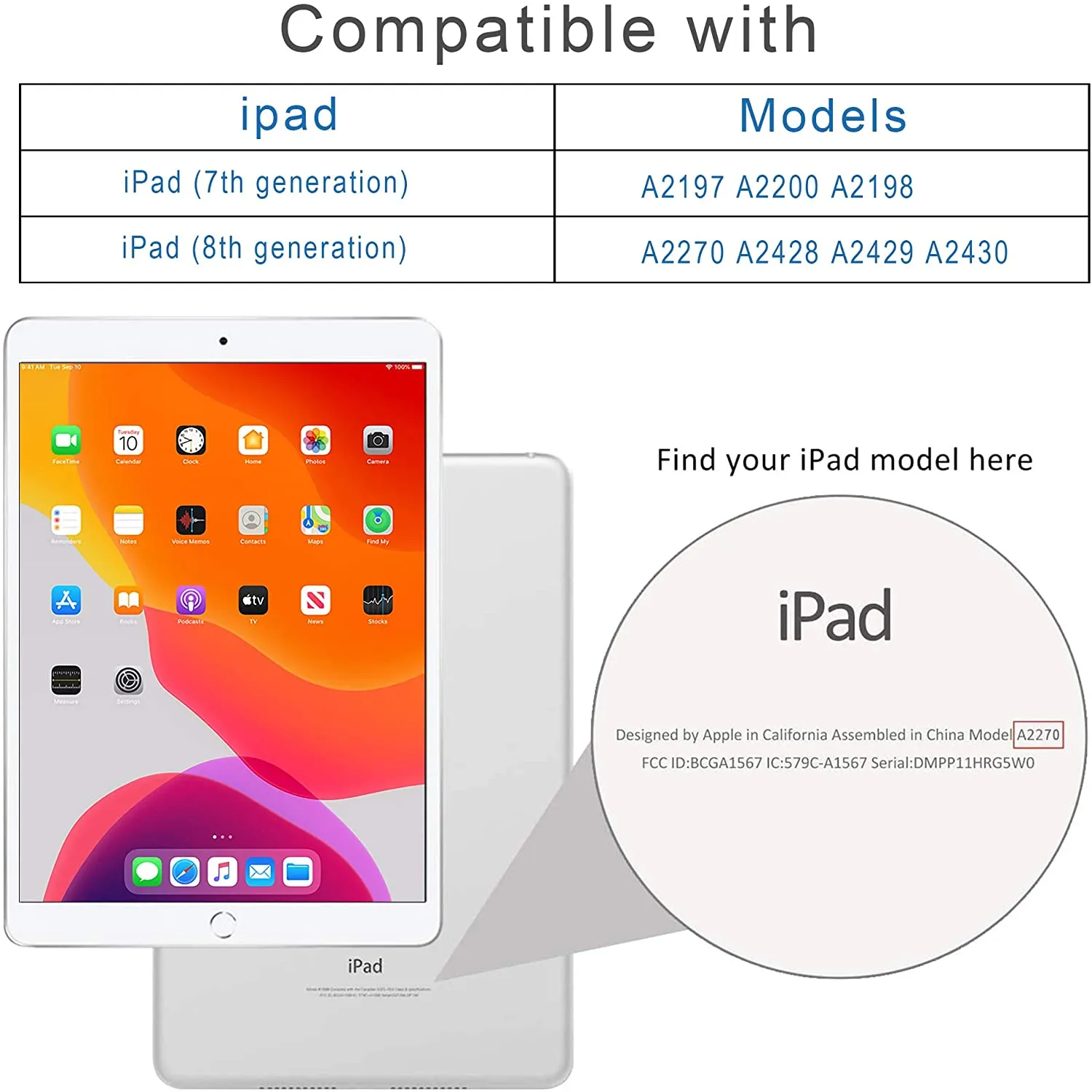Arae for iPad 10.2 inch Case (7th Generation 2019) & (8th Generation 2020) Auto Wake/Sleep Feature Standing Cover