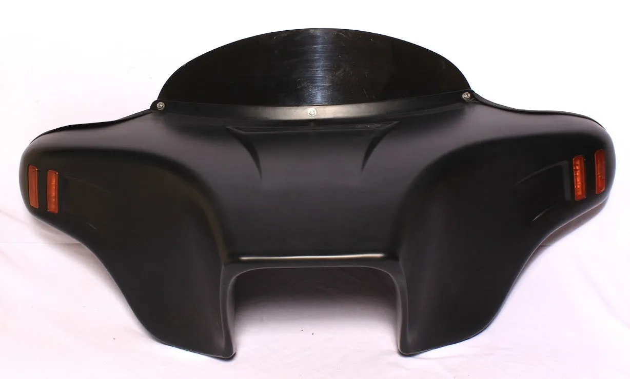 Batwing Fairing Windshield Primer Black 4 Honda VTX C R S T F 1800 1300 2001-2009 6x9" Amber lights Single Din