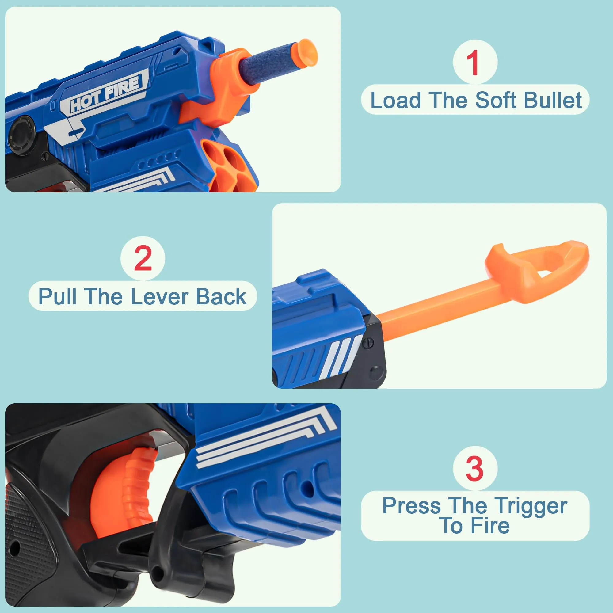 Baybee Funbee Musical Gun Toys for Kids, Toy Gun with Moving Gears, Music & Led Light |Battle Fight Game Toys for Kids |Fun Target Shooting Gun | Toy Guns for Kids Boys 2  Years (Foam Gun)