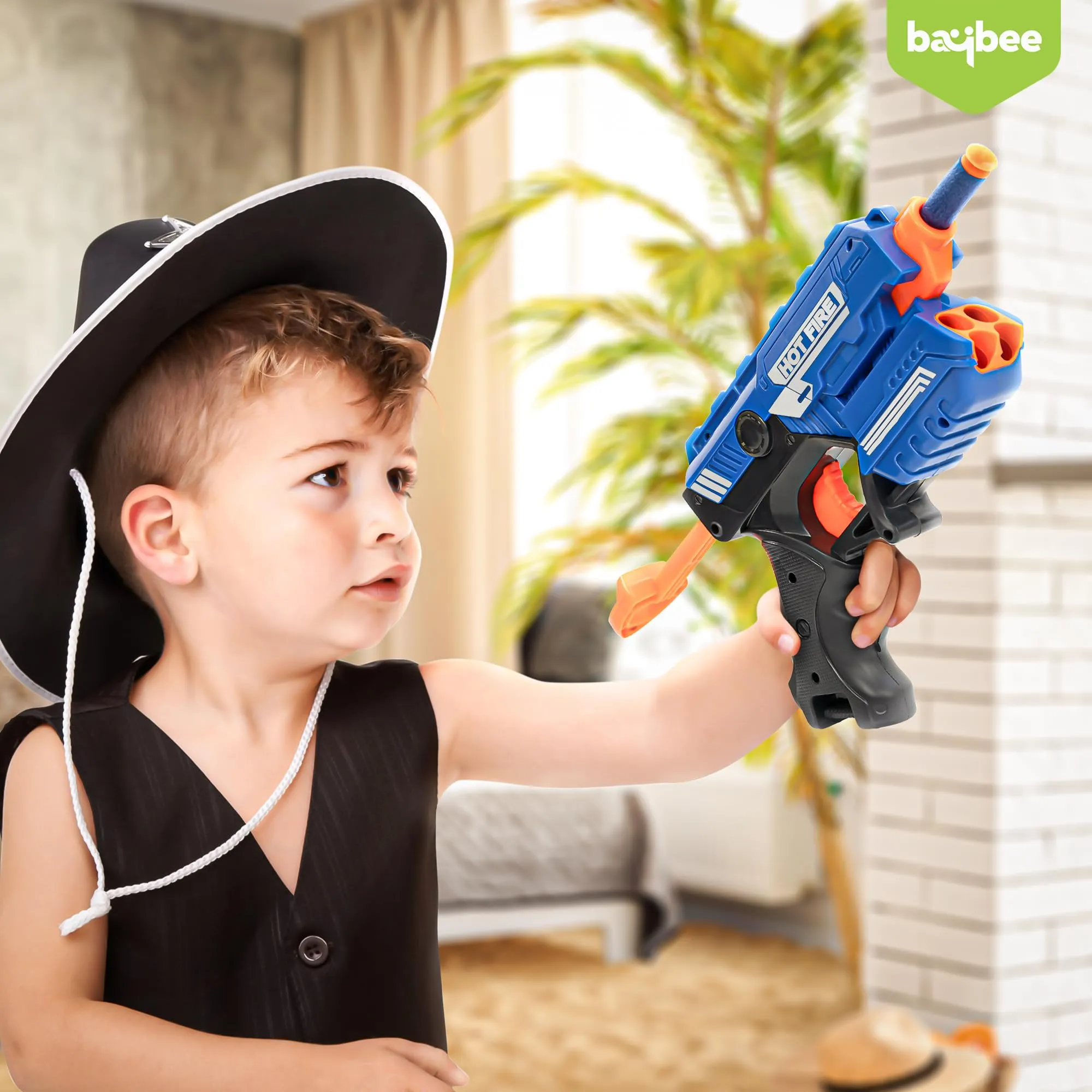 Baybee Funbee Musical Gun Toys for Kids, Toy Gun with Moving Gears, Music & Led Light |Battle Fight Game Toys for Kids |Fun Target Shooting Gun | Toy Guns for Kids Boys 2  Years (Foam Gun)