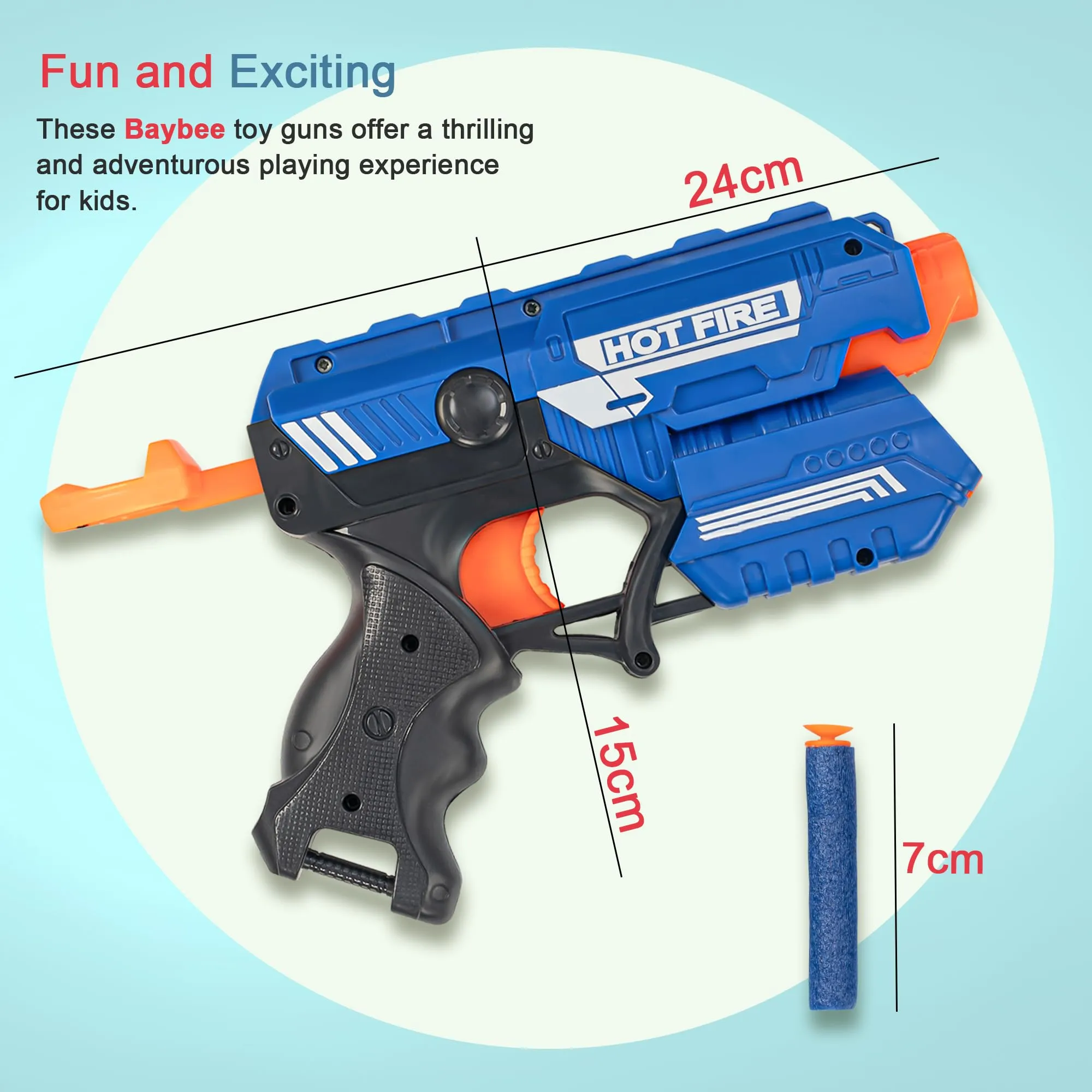 Baybee Funbee Musical Gun Toys for Kids, Toy Gun with Moving Gears, Music & Led Light |Battle Fight Game Toys for Kids |Fun Target Shooting Gun | Toy Guns for Kids Boys 2  Years (Foam Gun)