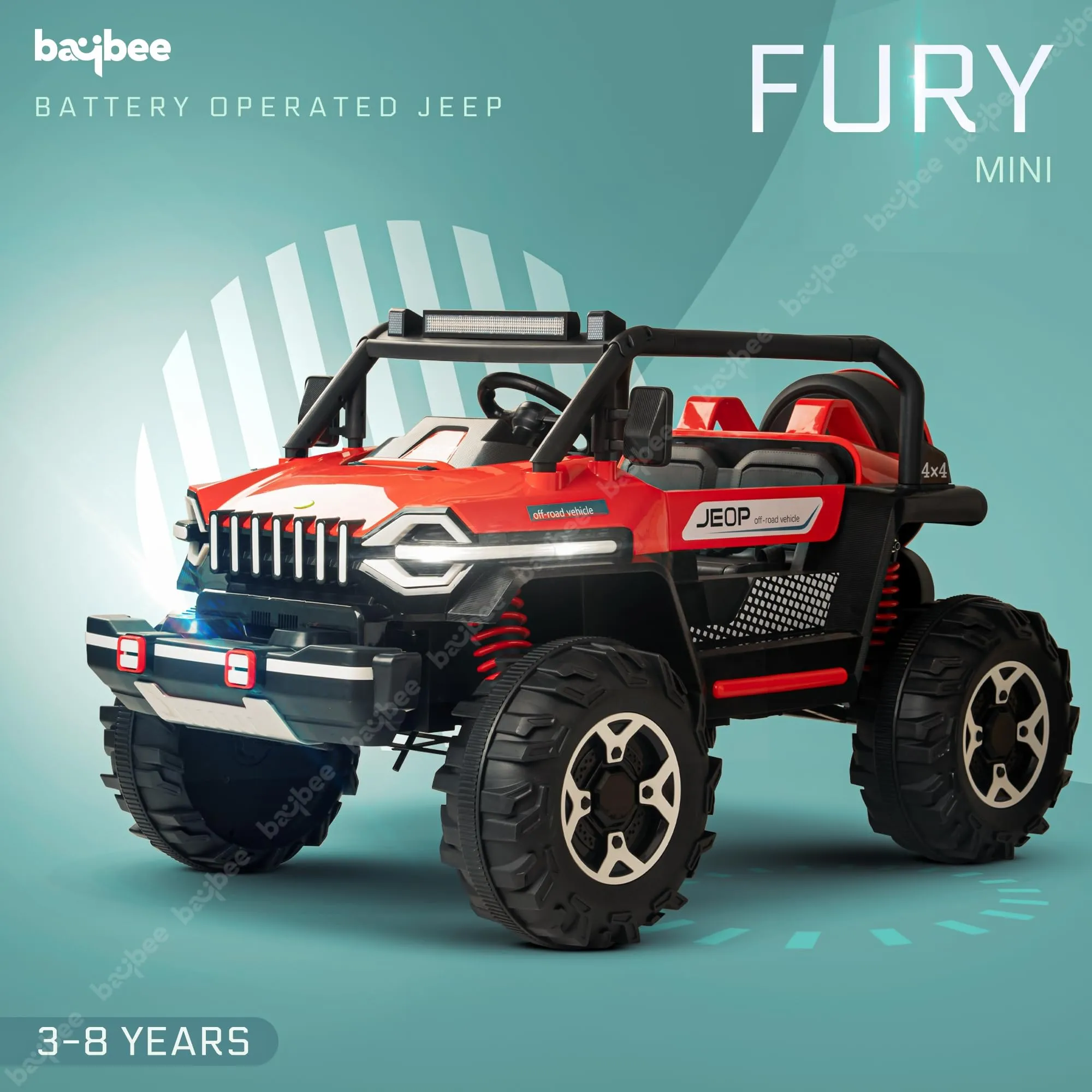 Baybee Furi Mini Rechargeable Battery Operated Jeep for Kids, with Bluetooth, Music & Light