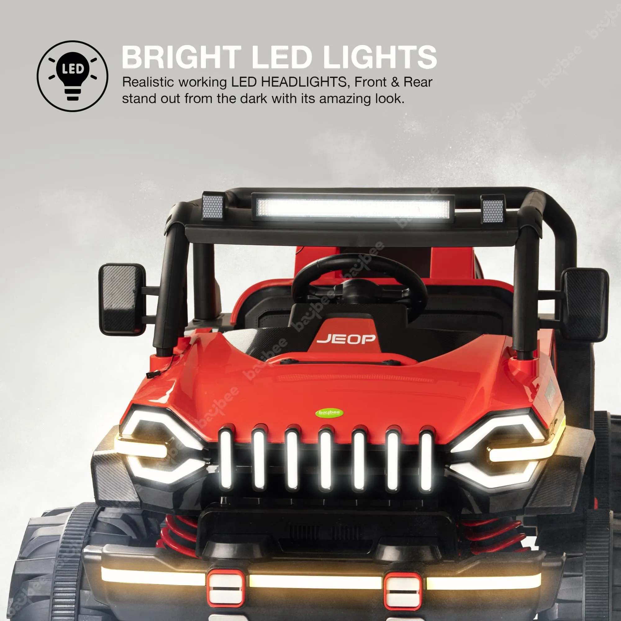 Baybee Furi Mini Rechargeable Battery Operated Jeep for Kids, with Bluetooth, Music & Light