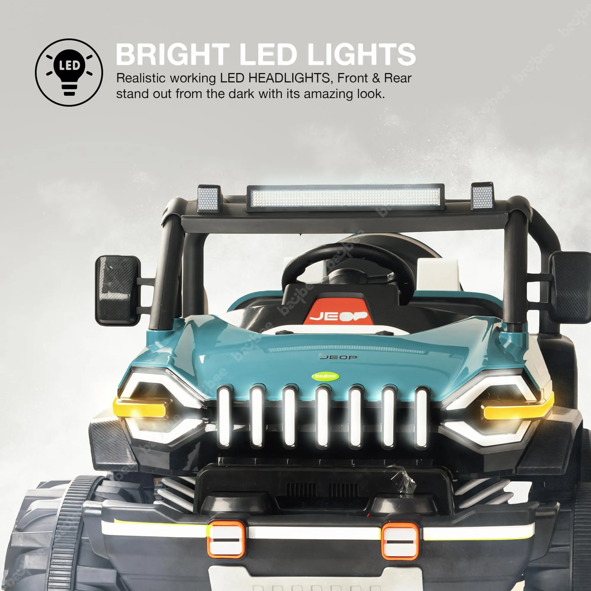 Baybee Furi Mini Rechargeable Battery Operated Jeep for Kids, with Bluetooth, Music & Light
