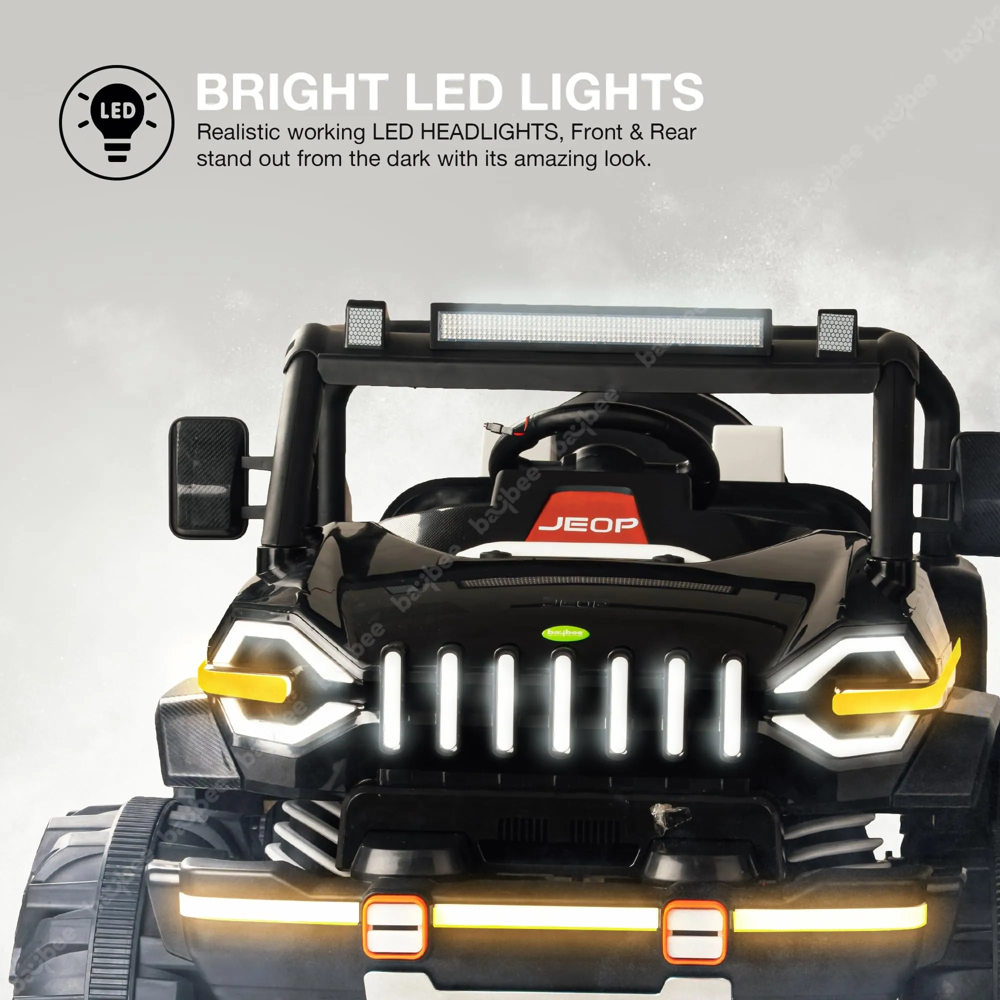 Baybee Furi Mini Rechargeable Battery Operated Jeep for Kids, with Bluetooth, Music & Light