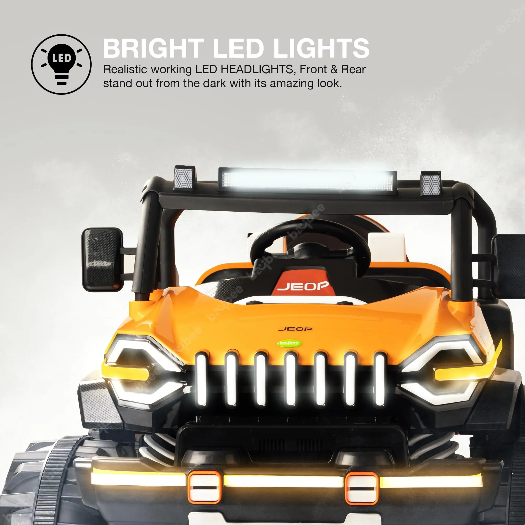 Baybee Furi Mini Rechargeable Battery Operated Jeep for Kids, with Bluetooth, Music & Light