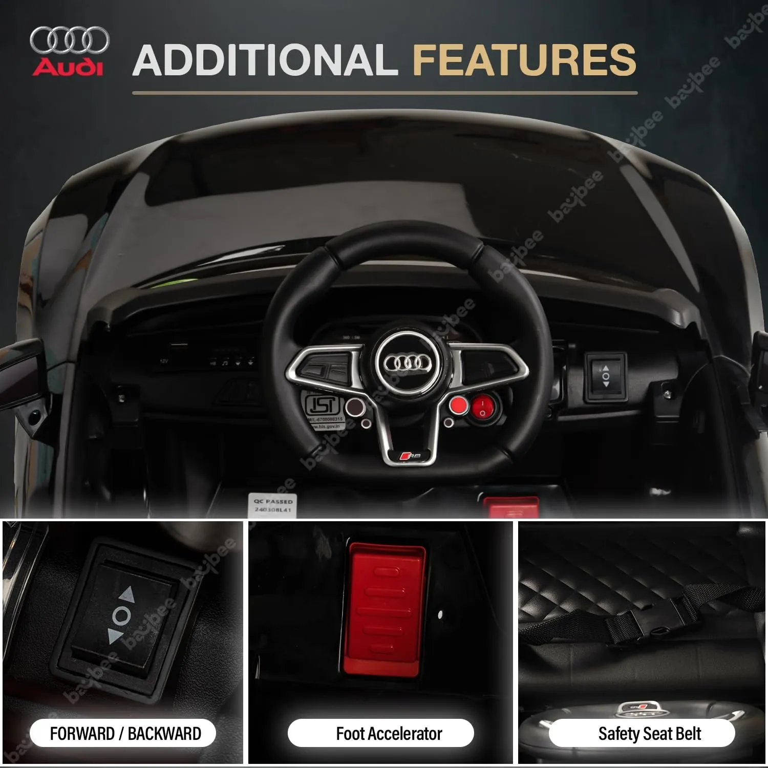 Baybee Official Licensed Audi R8 Battery Operated Electric Car with Light & Music