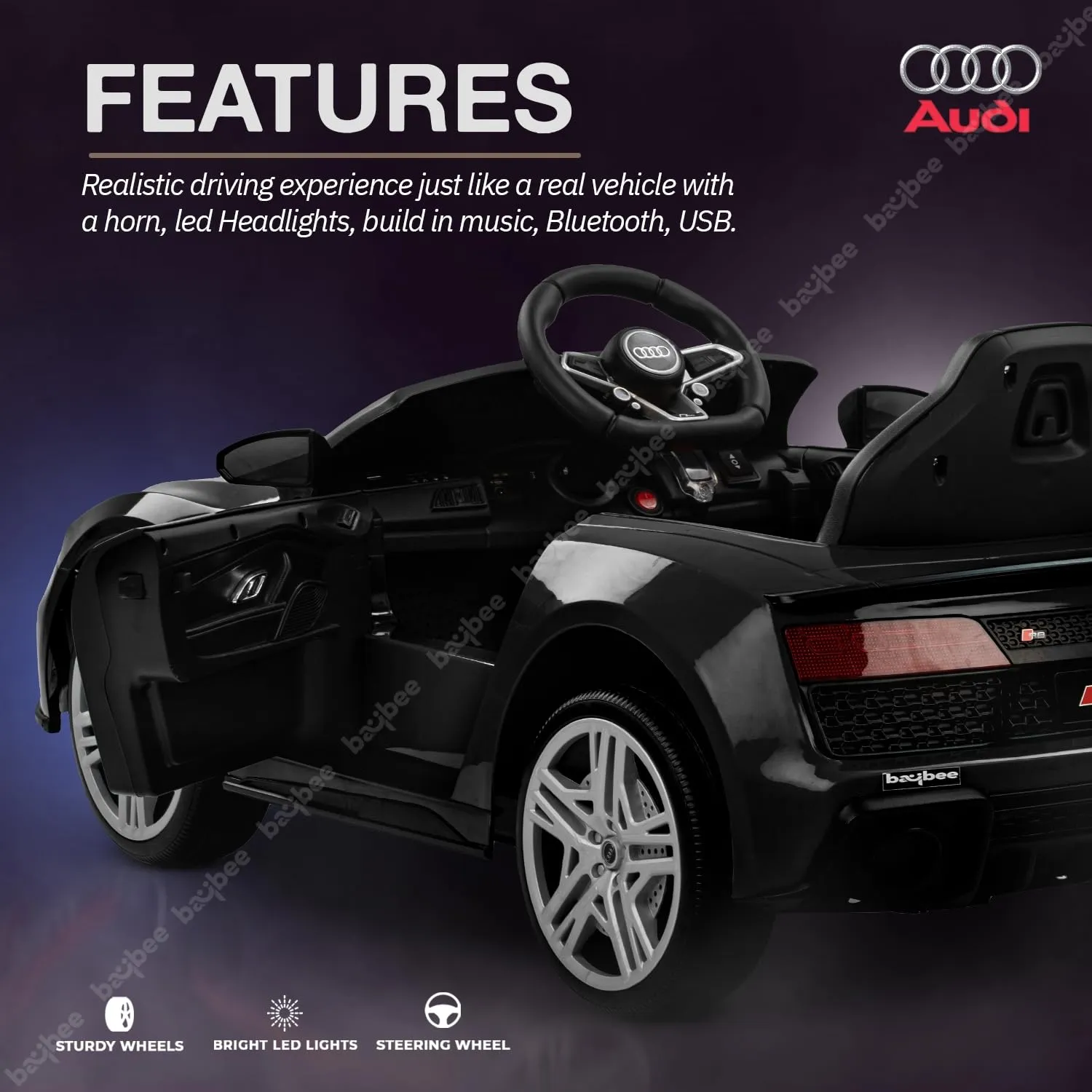 Baybee Official Licensed Audi R8 Battery Operated Electric Car with Light & Music