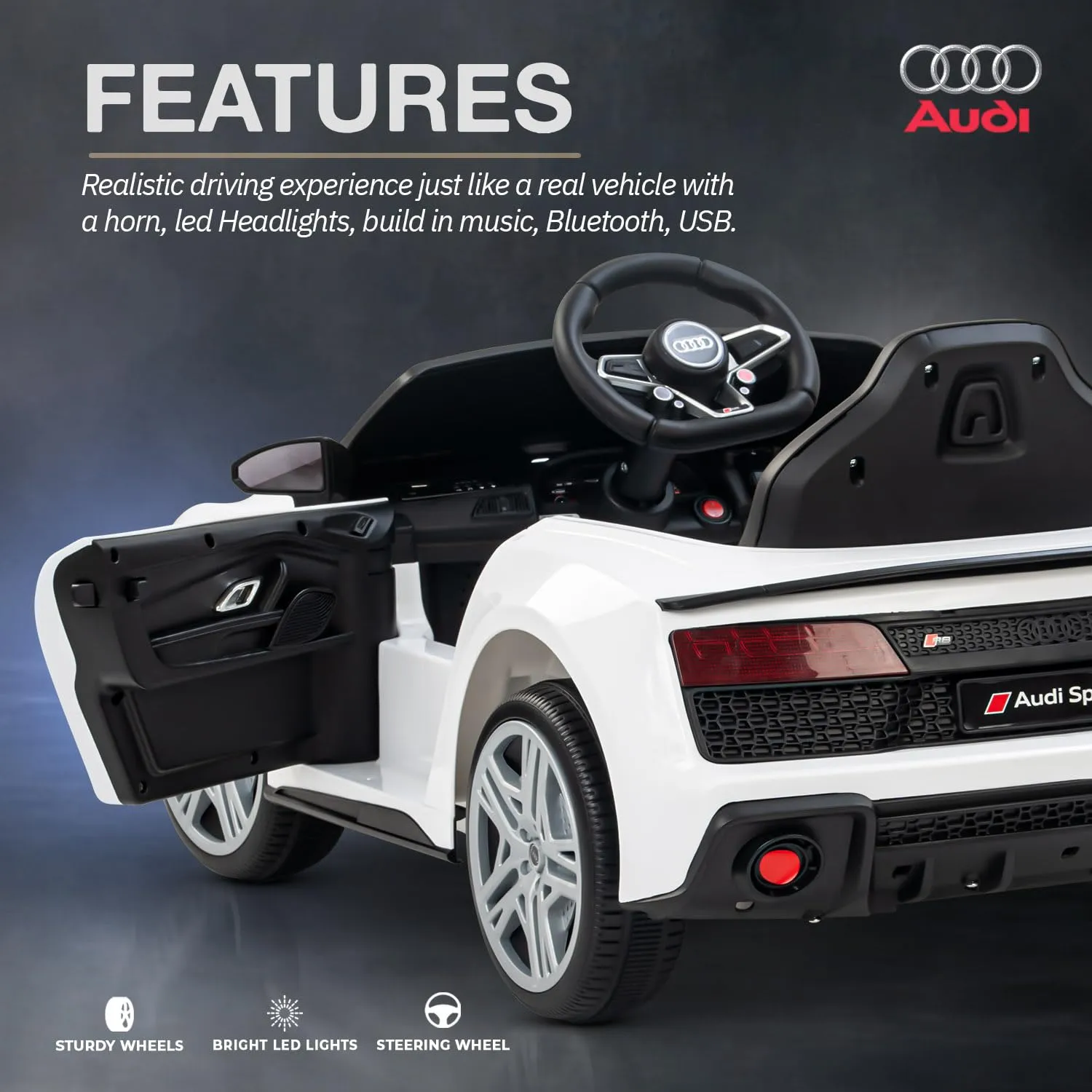 Baybee Official Licensed Audi R8 Battery Operated Electric Car with Light & Music