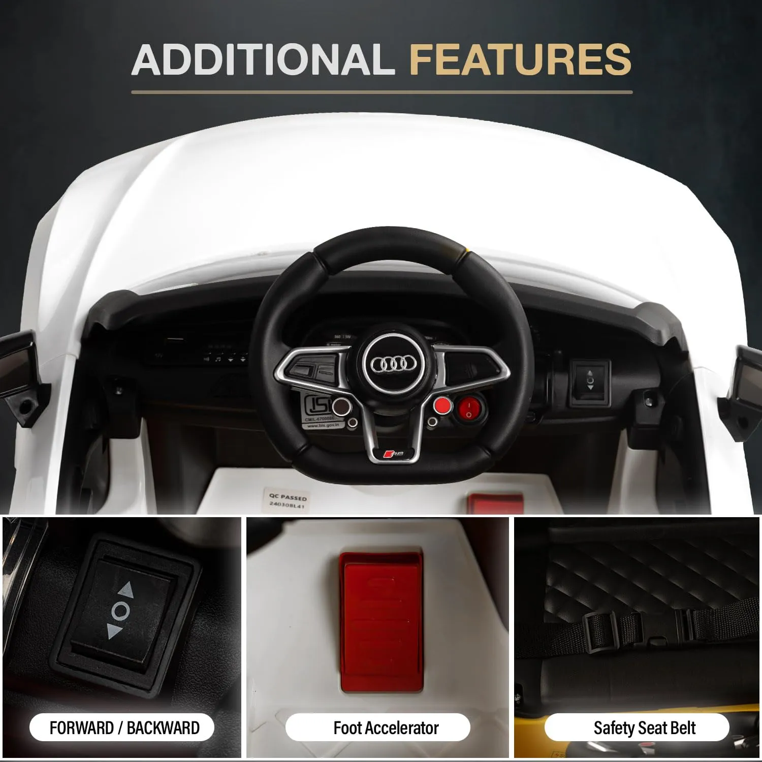 Baybee Official Licensed Audi R8 Battery Operated Electric Car with Light & Music