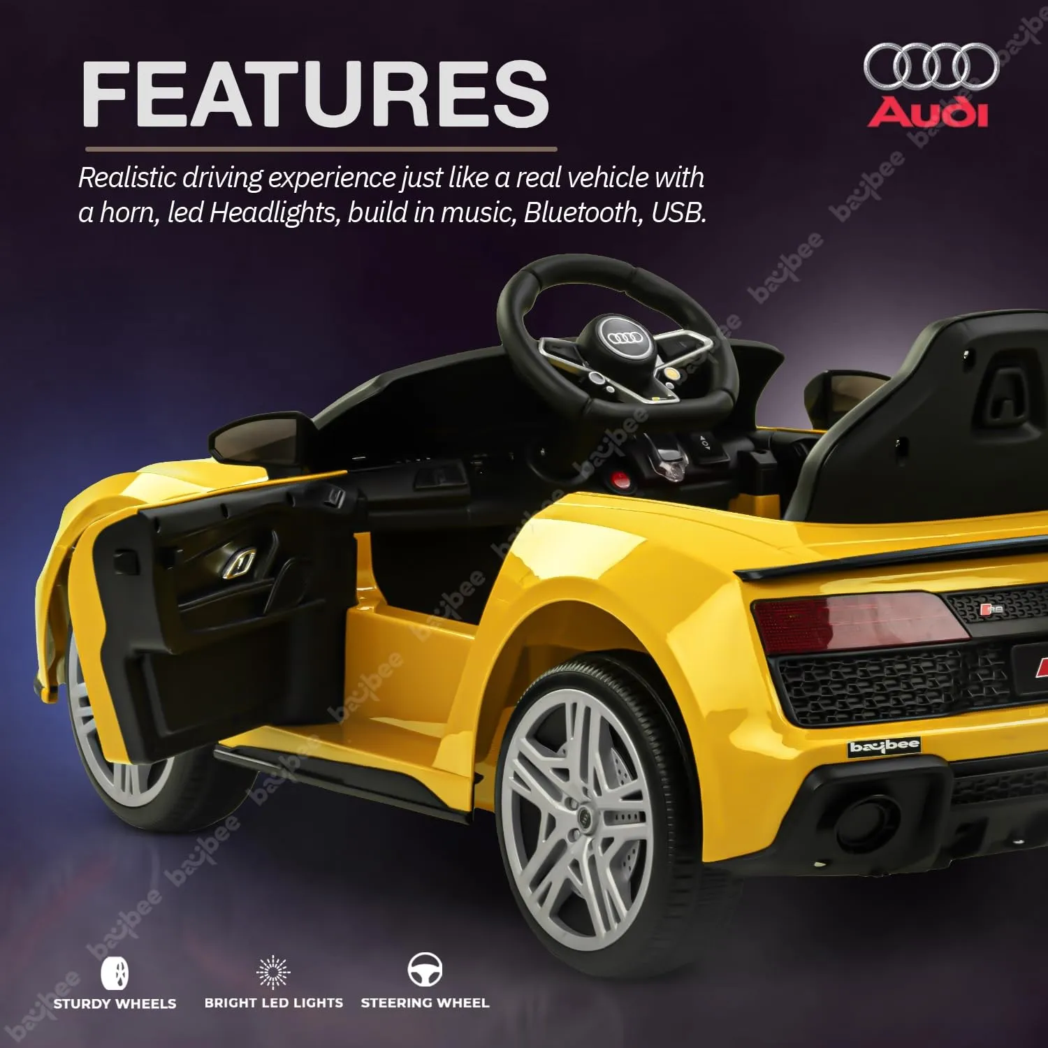 Baybee Official Licensed Audi R8 Battery Operated Electric Car with Light & Music