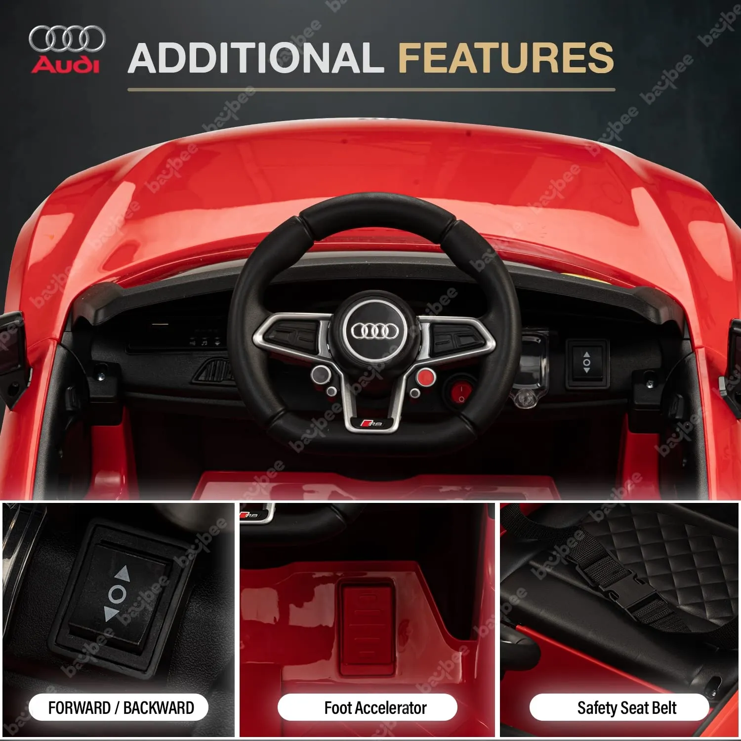 Baybee Official Licensed Audi R8 Battery Operated Electric Car with Light & Music