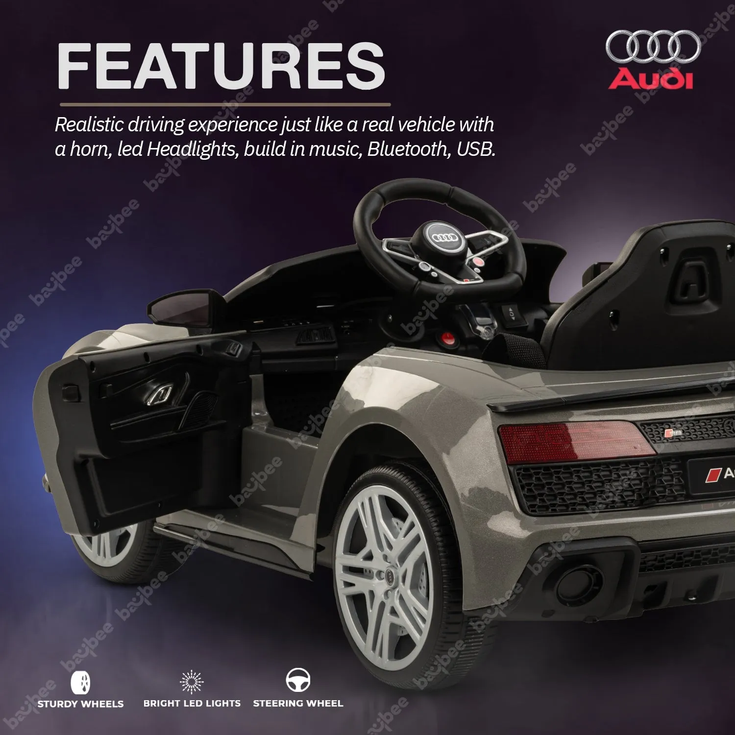 Baybee Official Licensed Audi R8 Battery Operated Electric Car with Light & Music