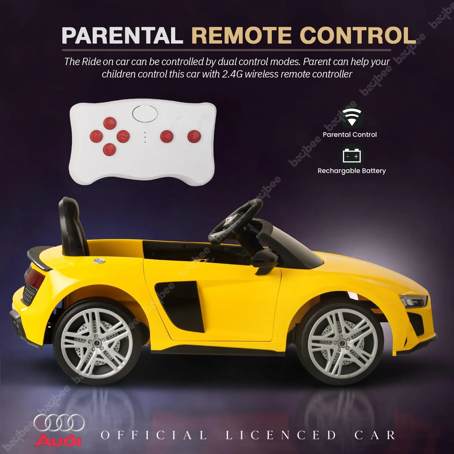 Baybee Official Licensed Audi R8 Battery Operated Electric Car with Light & Music