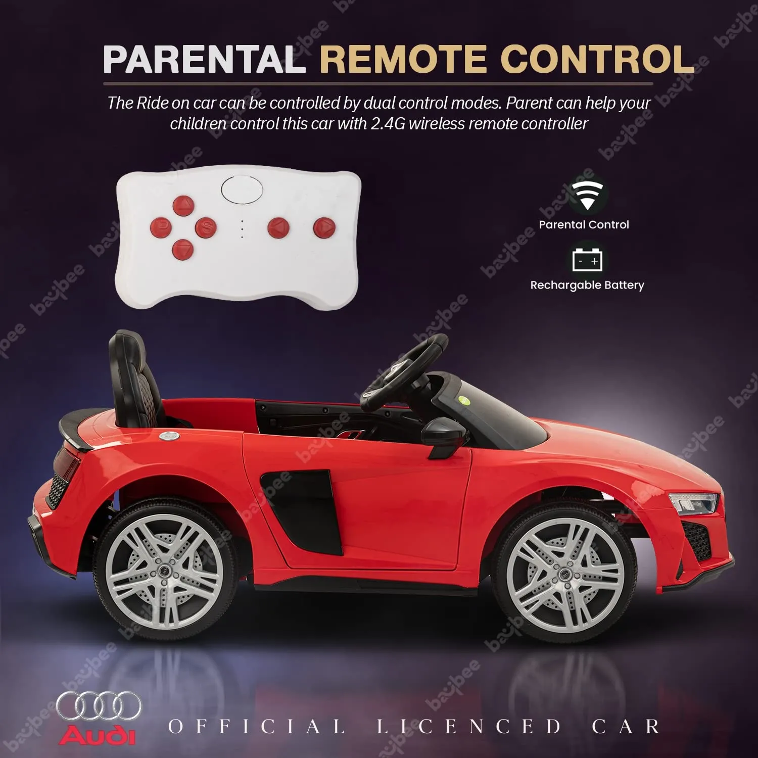 Baybee Official Licensed Audi R8 Battery Operated Electric Car with Light & Music