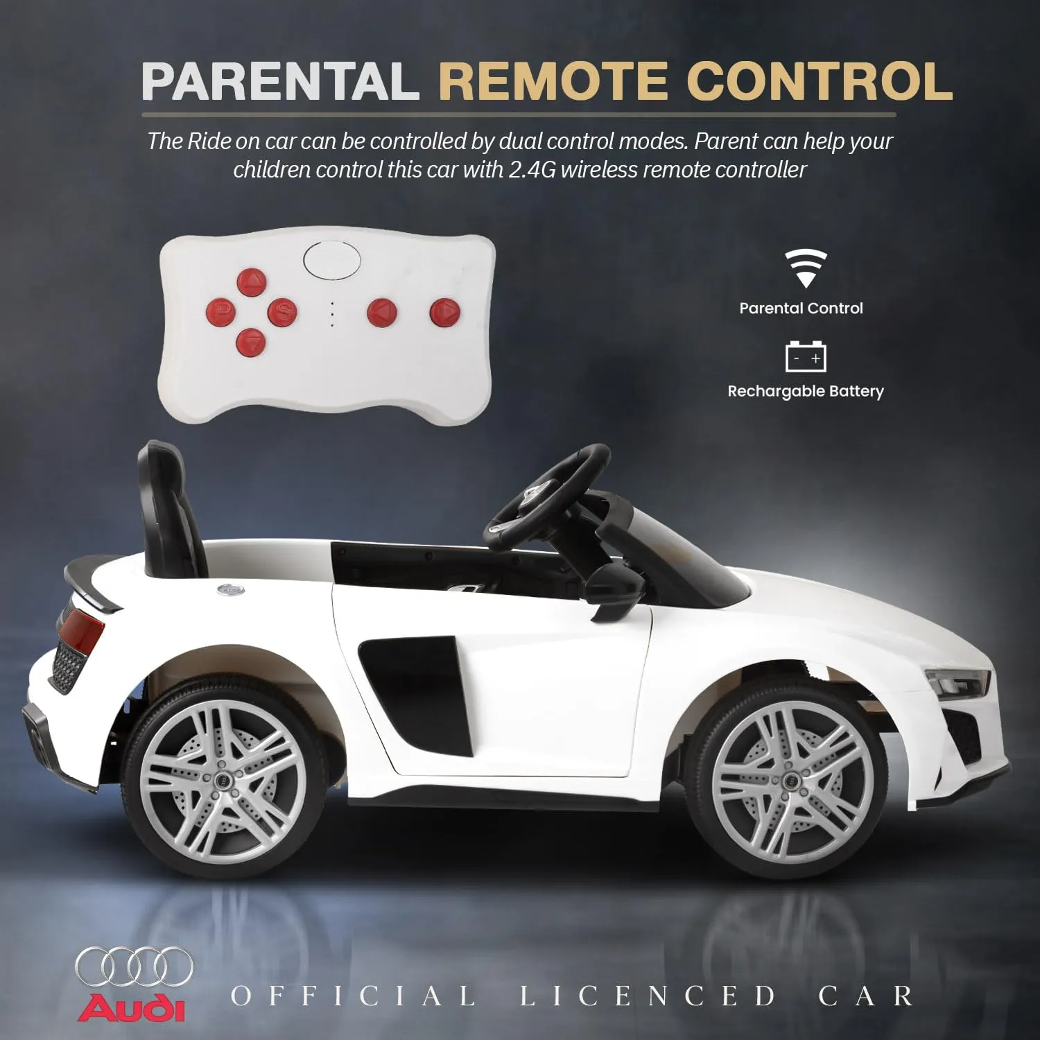 Baybee Official Licensed Audi R8 Battery Operated Electric Car with Light & Music