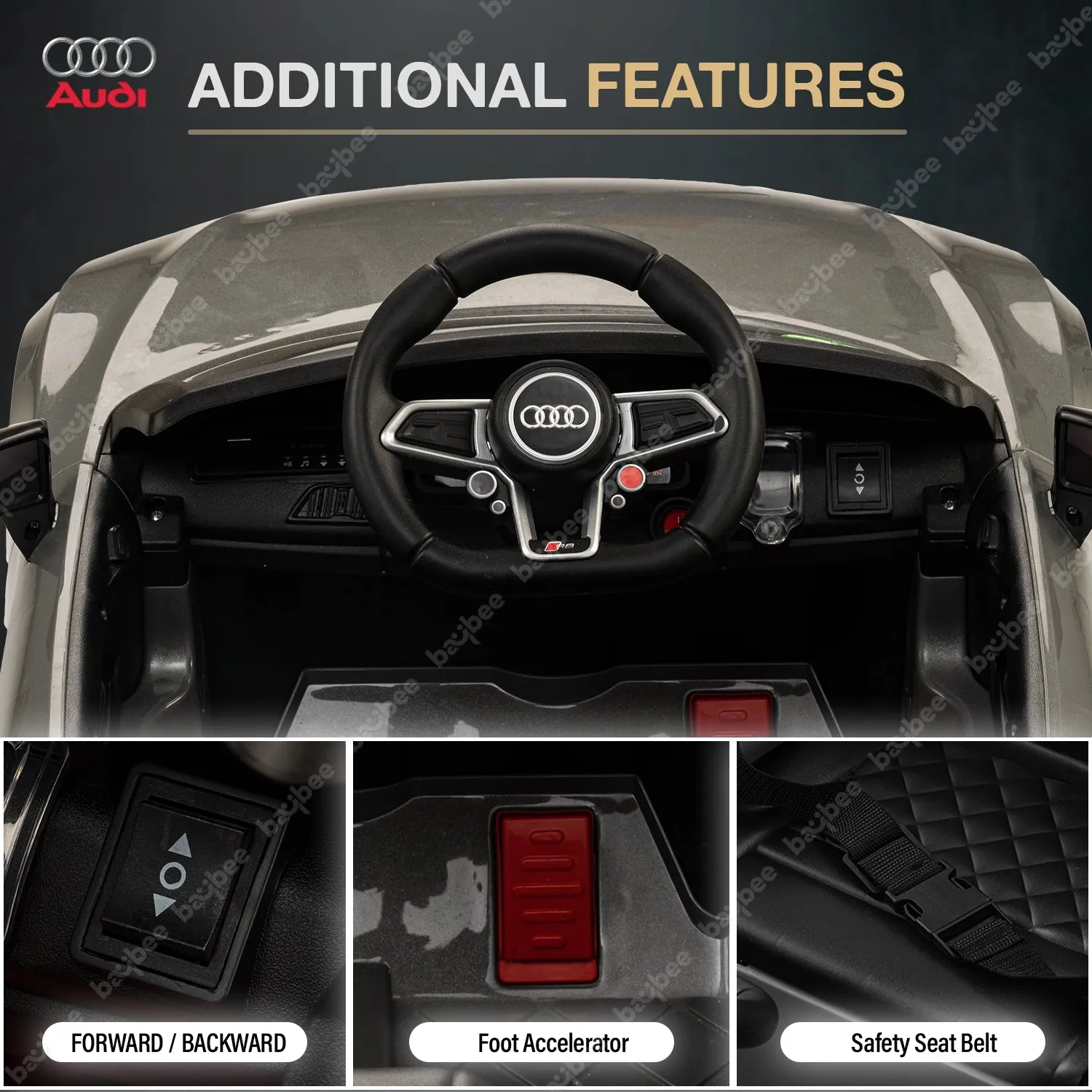 Baybee Official Licensed Audi R8 Battery Operated Electric Car with Light & Music