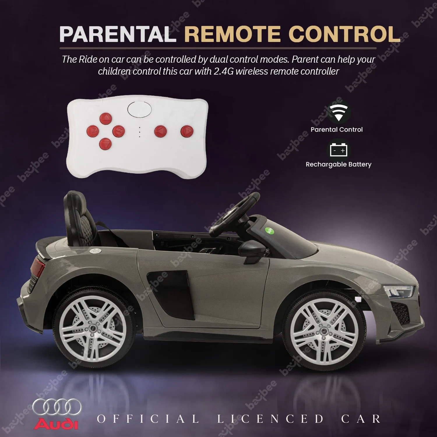 Baybee Official Licensed Audi R8 Battery Operated Electric Car with Light & Music