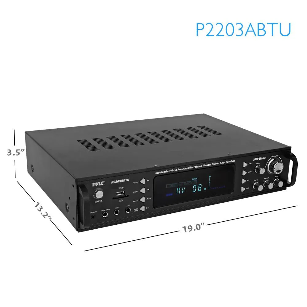 Bluetooth Hybrid Pre-Amplifier, Home Theater Stereo Amp Receiver, Usb/Sd/Mp3/Aux/Am/Fm, 2000 Watt