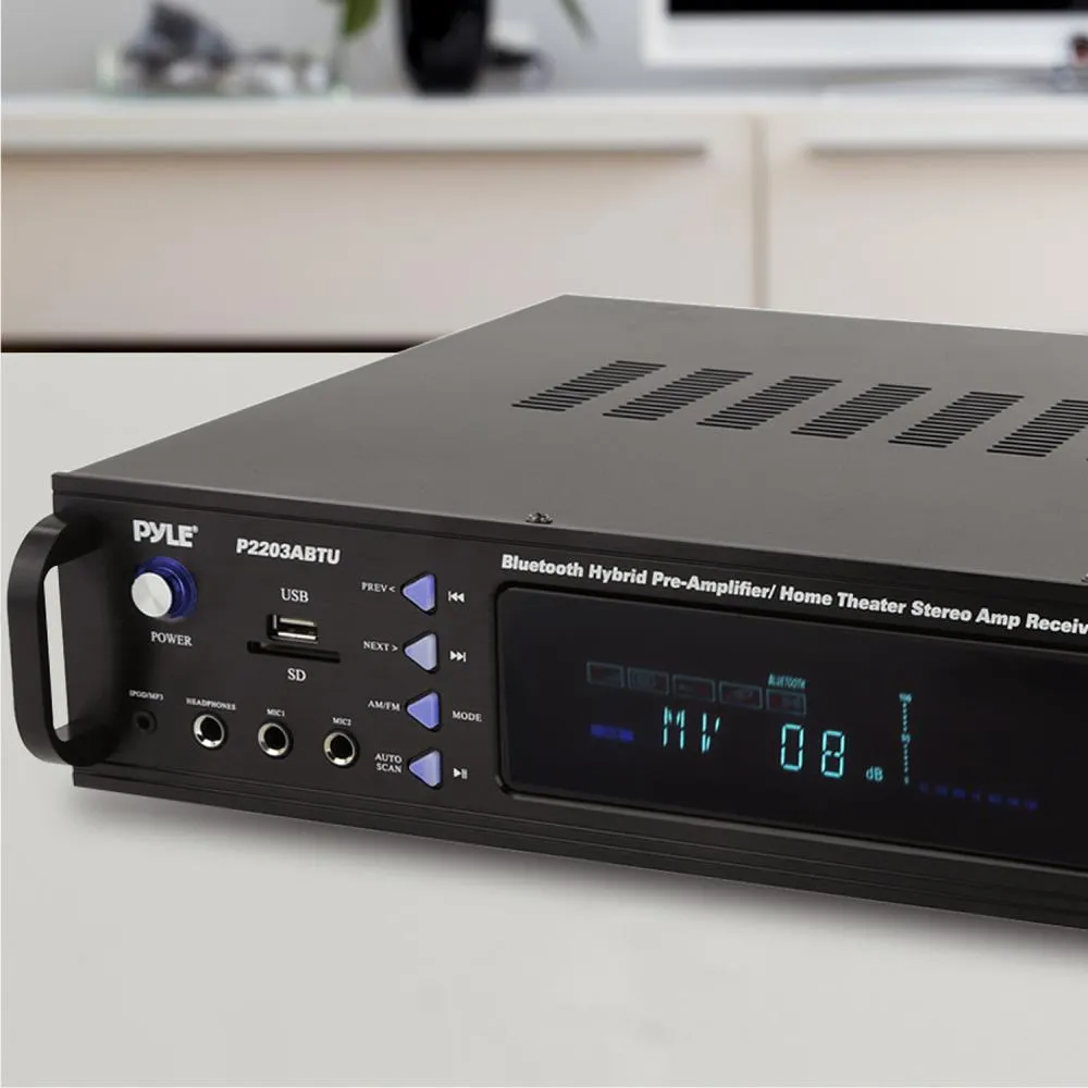 Bluetooth Hybrid Pre-Amplifier, Home Theater Stereo Amp Receiver, Usb/Sd/Mp3/Aux/Am/Fm, 2000 Watt