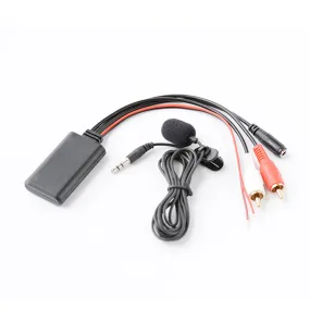 Car Universal 2 RCA Lotus Male Head Bluetooth AUX Music   MIC Bluetooth Phone Cable